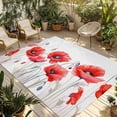 thumbnail image 2 of Outdoor Rug 5x8 ft Patriotic Memorial Day Waterproof Outdoor Patio Rug Mat Non Slip Outside Area Rugs Carpet for RV,Camping,Porch,Deck,Pool,Balconybackyard,Watercolor Vintage Poppies Flowers Red, 2 of 9