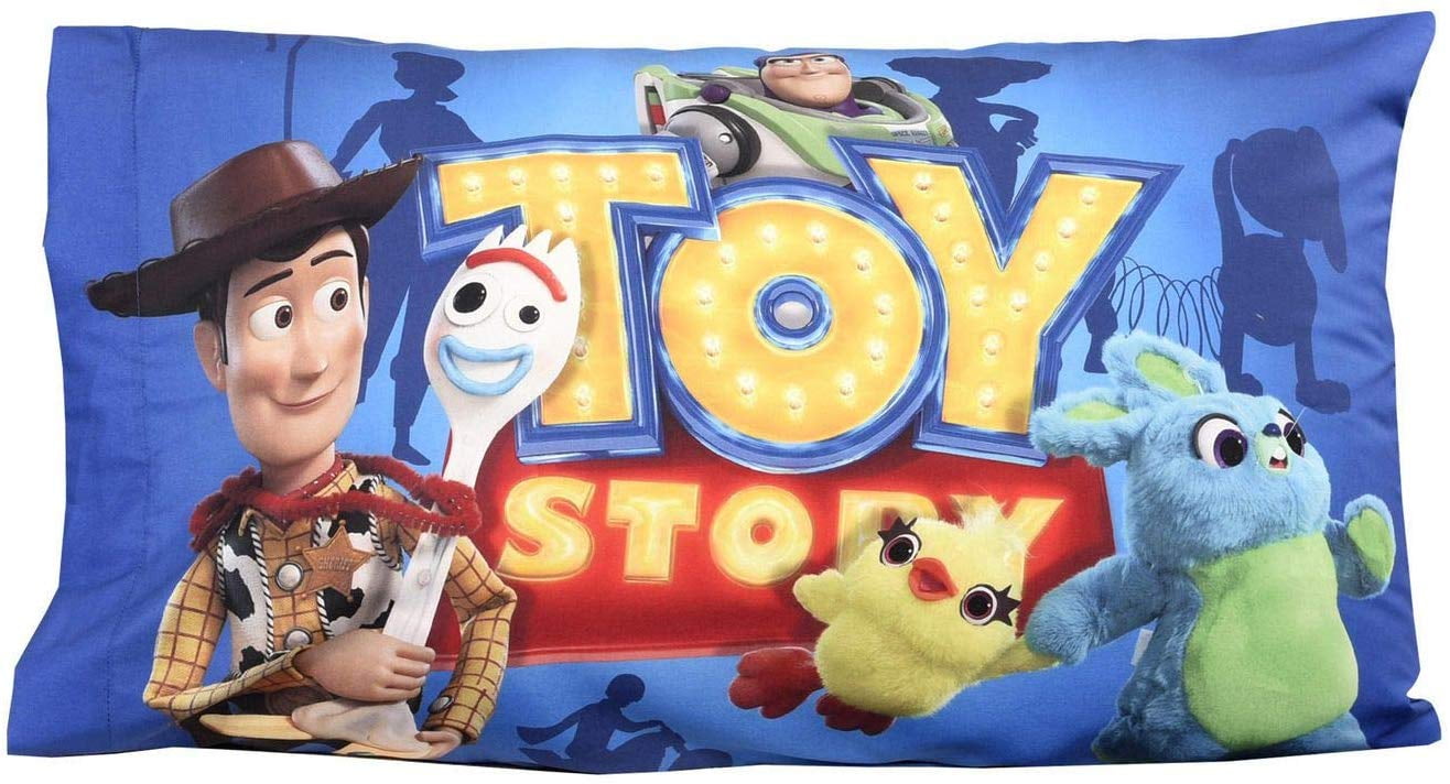 Pixar Toy Story Blue, Red Cartoon Polyester Pillowcase, Standard, Washable