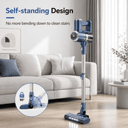 PrettyCare Cordless Stick Vacuum Cleaner, 38KPA 50mins 2600mAh 6-in-1 Lightweight Upright for Carpet Hard Floor Pet Hair W200 Upgraded