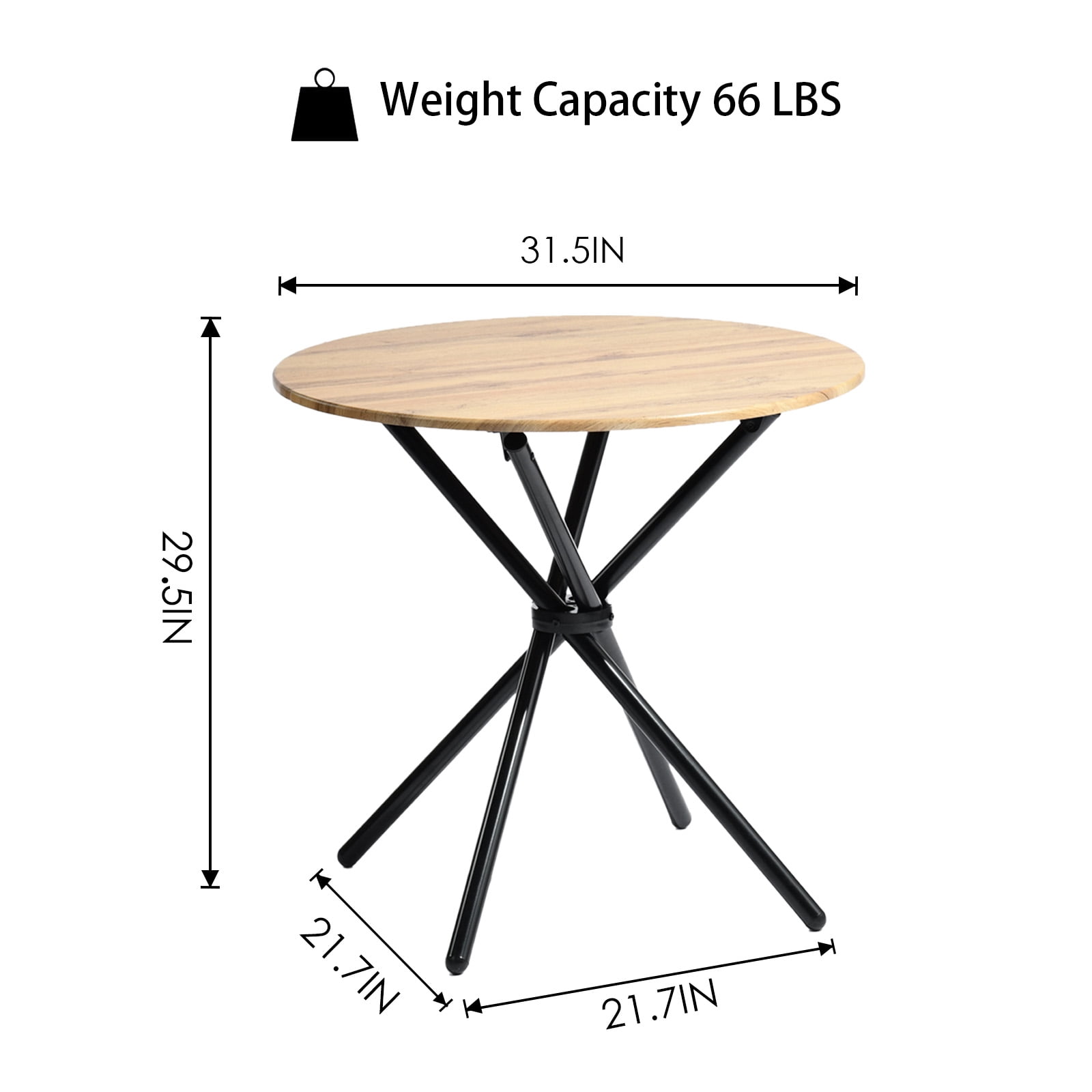 Homy Casa 2-person Dining Table, 31.5 inch Round Top with Industrial Metal Legs, Kitchen Breakfast Table, Dark Brown