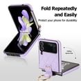 thumbnail image 2 of Allytechgroup Galaxy Flip 3 Case with Ring Holder Stand, Premium PU Leather Stylish Shockproof Anti-Scratch Portable Phone Case Cover for Samsung Galaxy Z Flip 3, Purple, 2 of 10