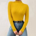 thumbnail image 2 of TRUBKH Fall Outfits for Women Turtleneck Sweater Long Sleeve Fall Casual Sweater Seamless Knit Wool Blend Sweater Pullover Top Drop Shoulder Sweaters Outfits for Women Yellow One Size, 2 of 7