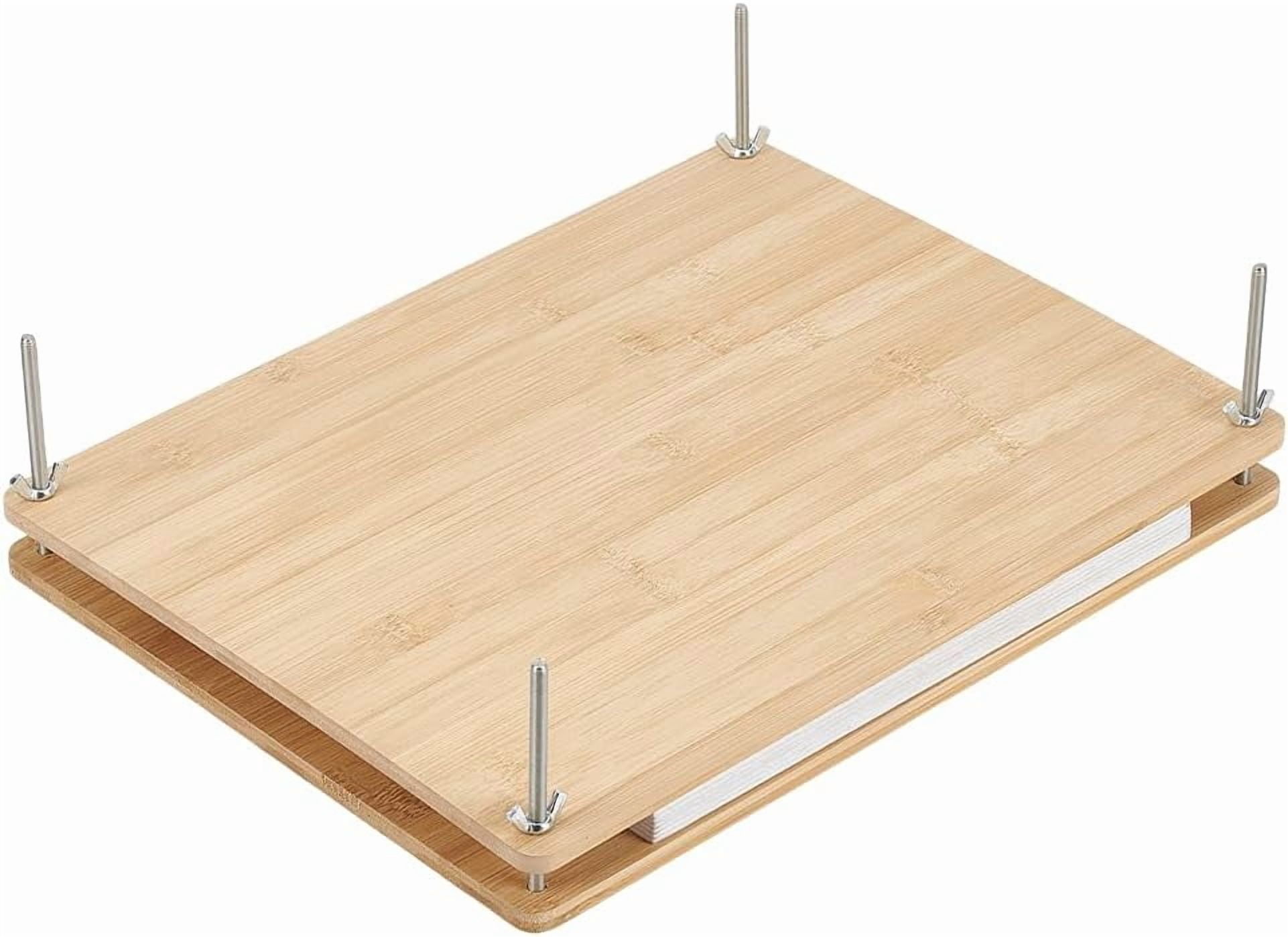 Wooden Book Press Bookbinding Brown Rectangle Bamboo Portable Book Press Bookbinding Tool Flat Paper Press Machine for Bookbinding Supplies DIY Handmade Paper Press 22x15.1x0.8cm Peru