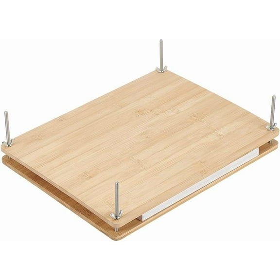 Wooden Book Press Bookbinding Brown Rectangle Bamboo Portable Book Press Bookbinding Tool Flat Paper Press Machine for Bookbinding Supplies DIY Handmade Paper Press 37.3x28.8x0.85cm Brown