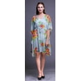 thumbnail image 2 of Bimba Light Steel Blue Floral Tropical Leaves & Beach Kaftan Bikini Cover up Womens Midi Dress Short Caftan-S-L, 2 of 5