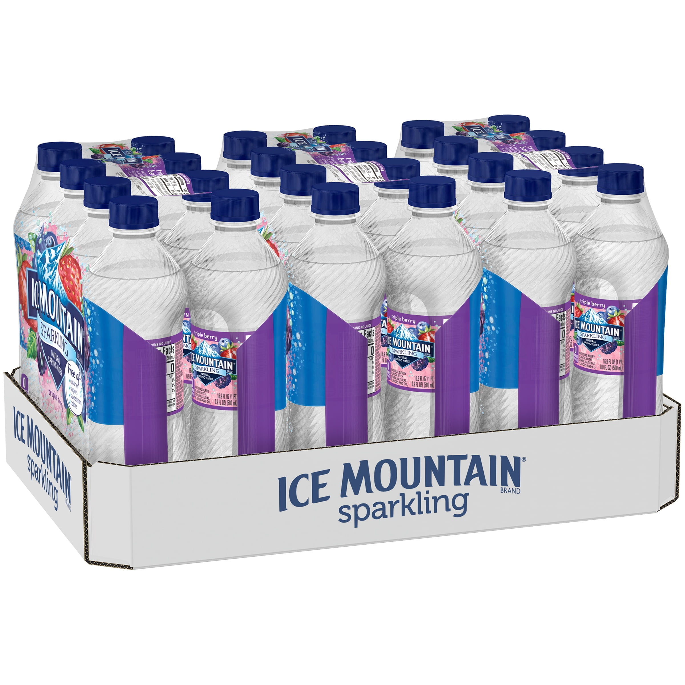 Ice Mountain Sparkling Water, Triple Berry, 16.9 oz. Bottles (Pack of