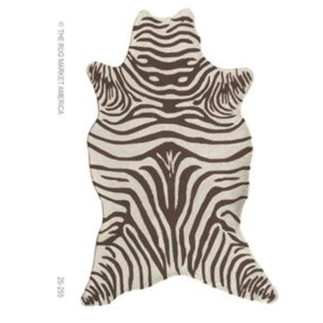 The Rug Market 25255E ZEBRA BROWN SHAPED AREA RUG Browncream 8X10