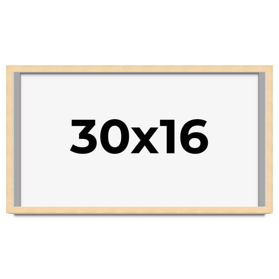 30x16 Frame Natural Wood Picture Frame | 0.75 Inch Moulding Width | with UV Acrylic Plexiglass,