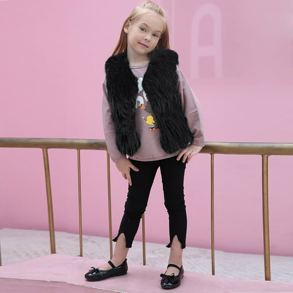 Gubotare Coat For Toddler Girls Girl's Winter Puffer Jackets Warm Long Coats with Detachable Hood,Black 4-5 Years