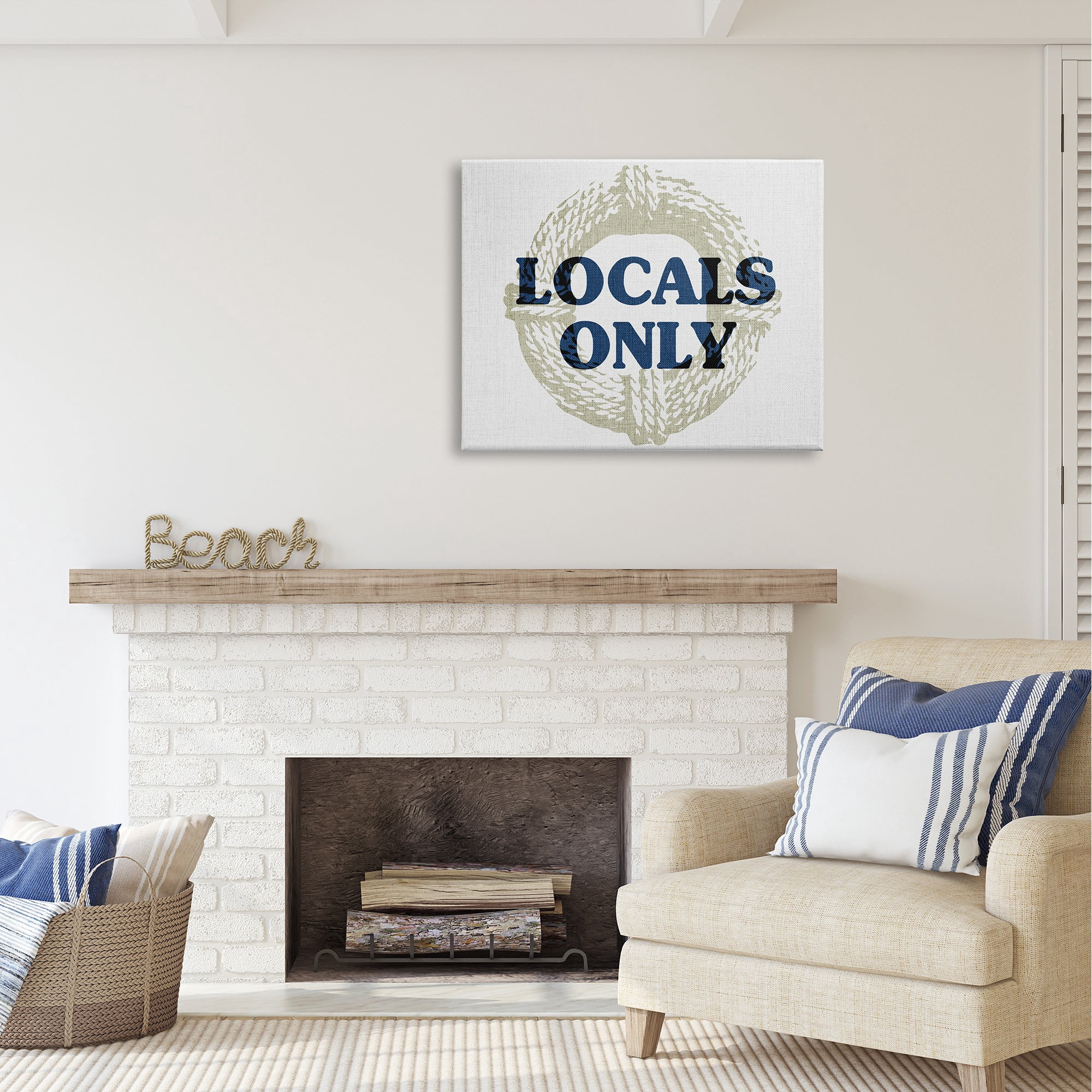 Stupell Industries Locals Only Maritime Phrase Nature Painting Gallery Wrapped Canvas Art Print Wall Art, 40 x 30