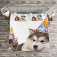 thumbnail image 3 of Ambesonne Birthday Quilted Bedspread Set 3 Pcs, Birthday Party Cones, Queen Size, White and Brown, 3 of 3