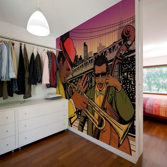 Tiptophomedecor Music Wallpaper Wall Mural - Jazz In The Evening