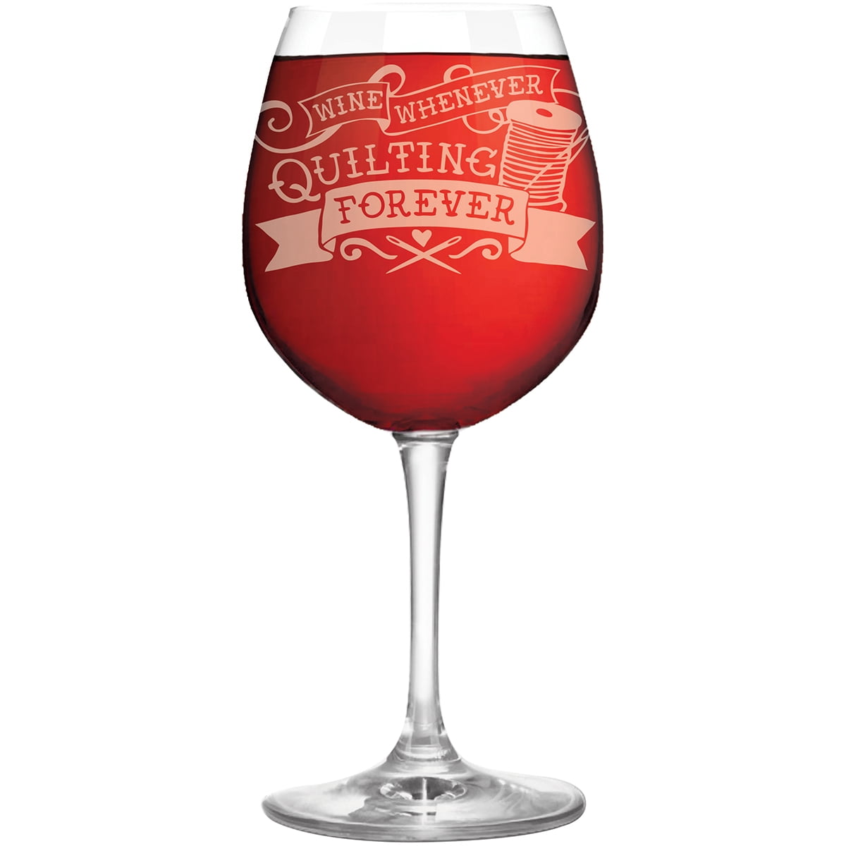 Quilt Happy Wine Glass In Box 12.75OzWine Whenever/Quilting Forever