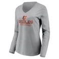 thumbnail image 2 of Women's Gray Baltimore Orioles Evanston Stencil Long Sleeve V-Neck T-Shirt, 2 of 3