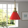 thumbnail image 2 of Henn&Hart 8" Poppy Red/Brass Metal Pendant, 2 of 3