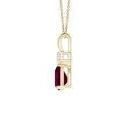 Angara Natural Ruby Teardrop Pendant Necklace for Women in 14K Yellow Gold (Size-7x5mm) - July Birthstone Jewelry | Ruby V-Bale Pendant