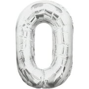 Unique Industries Foil Big Number 0 Shaped 34 Silver Solid Print Balloon