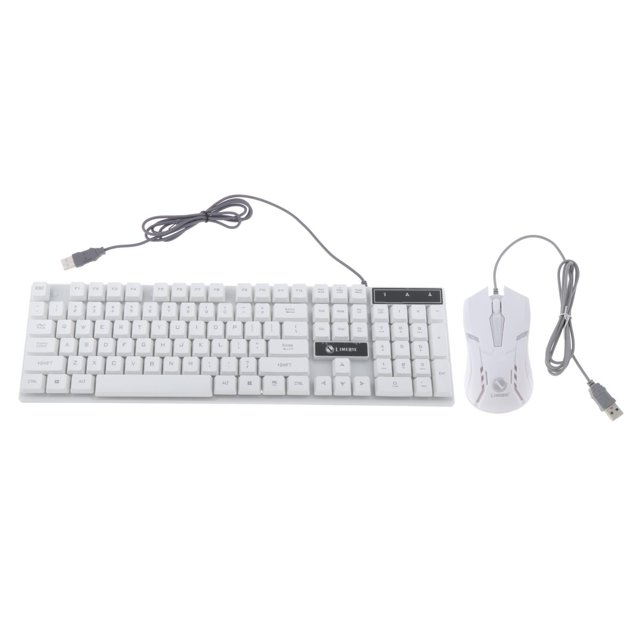 funtasica GTX300 Colorful RGB LED Illuminated Backlit Gaming Keyboard,USB Wired PC Rainbow white set