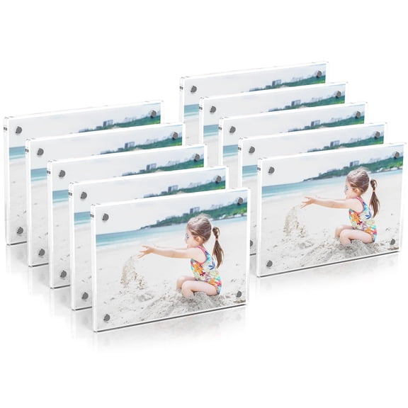 10 Pack Clear Acrylic Magnetic Frames for 4x6 Photos, Double-Sided Display