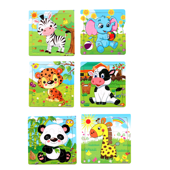 BESTSKY 6Pcs Puzzle Board,Animal Themed Design Wood Puzzle,Eco-Friendly Materials Puzzle Table