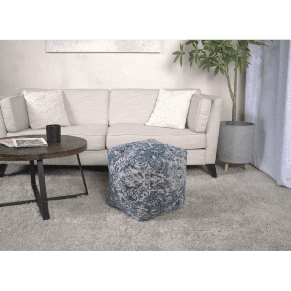 Anita Square Pouf, Blue: Versatile Ottoman for Home & Office, Comfortable Seating with 200lbs Weight Capacity, Durable & Stylish Decorative Accessory for Modern Living