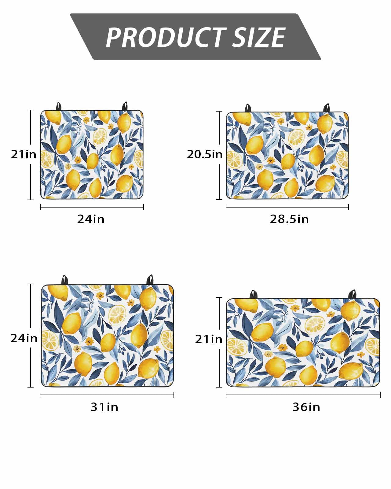 Stove Top Covers for Electric Stove, Yellow Lemon Glass Stovetop Cover Protector, Blue Flower Leaves Spring Summer Plant Induction Cooktop Protector Oven Mat for Kitchen Countertop 24"x21"