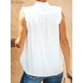 thumbnail image 5 of BadPiggies Women Summer Halter Chiffon Sleeveless Tank Tops Casual Ruffle Trim Shirts Button Pullover Blouses (L, White), 5 of 6