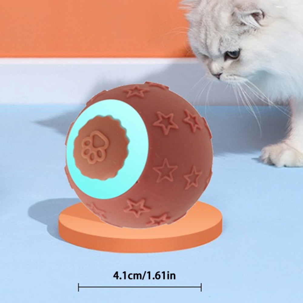 2 interactive cat toy balls (red and blue), durable fully automatic 360 ° rolling pet ball, equipped with USB charging LED lights, suitable for cat and dog entertainment