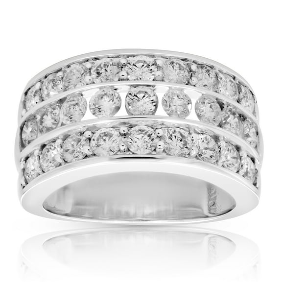 Vir Jewels 2.50 CTTW Diamond Wedding Band Three Row 14K White Gold Channel Set Half Eternity