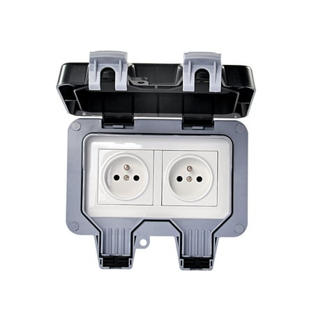 

Gwong European Standard Outdoor Wall Socket IP66 Waterproof Dustproof Power Outlet(Double Outlet)