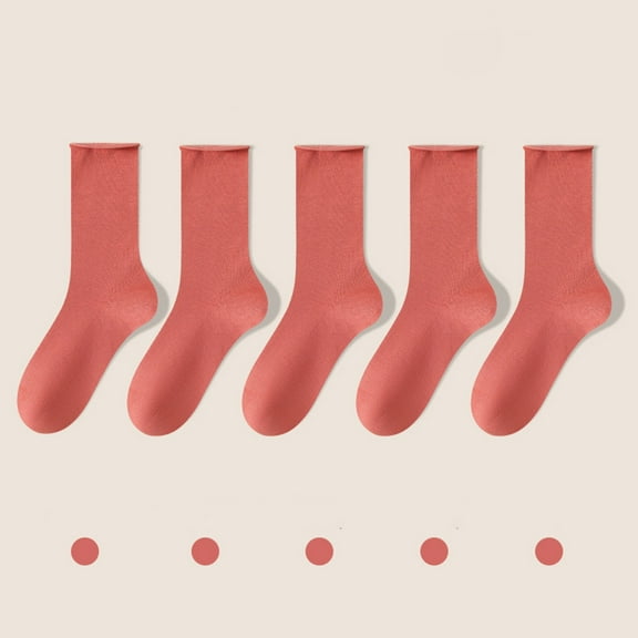 Ralphats Women's Cotton Socks, 5 Pairs/Pack Breathable Comfortable, One Size Fits All Watermelon Red for Everyday Home & Casual Wear