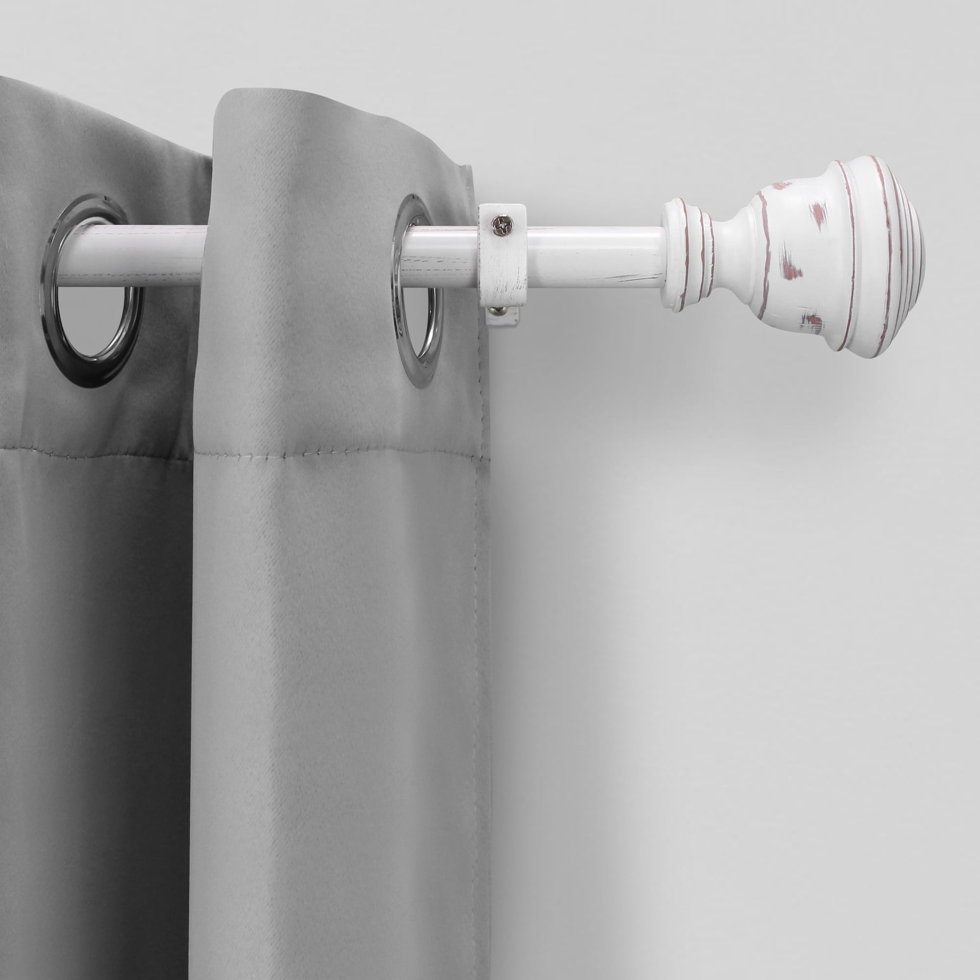 Mainstays 3/4" White Faux Wood Urn Single Curtain Rod Set, 25-84"