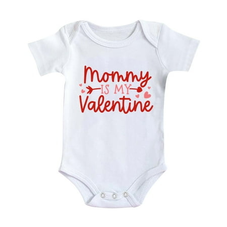 

Boys Girls Short Sleeve Valentine s Day Letter Print Romper Bodysuit For Children Clothes Baby Bodysuit Long Sleeve Pink 24M