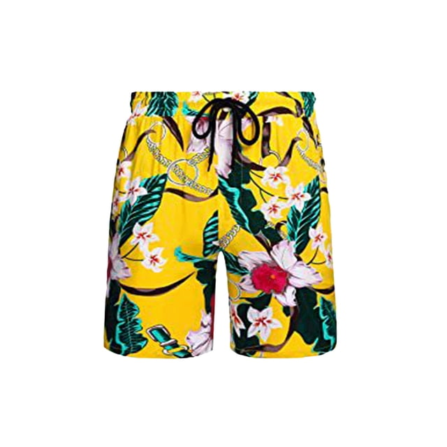Txlixc Pantalones cortos de playa para hombres con cintura elástica, impresión hawaiana suelta Txlixc moda