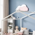 thumbnail image 6 of Bellemave Double Twin Floor Bed for 2 Kids, Wood Montessori Floor Bed Frame with Safety Guardrails, Low‑Profile House‑Shaped Design, No Box Spring Needed for Toddlers Boys and Girls Teens, White, 6 of 13