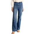 thumbnail image 1 of Pantalones vaqueros elegantes con pierna recta y cintura alta para mujer, talla 12, 1 of 6