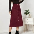 thumbnail image 5 of GERsome Women's Casual High Waist Button Front A Line Midi Skirt, 5 of 6
