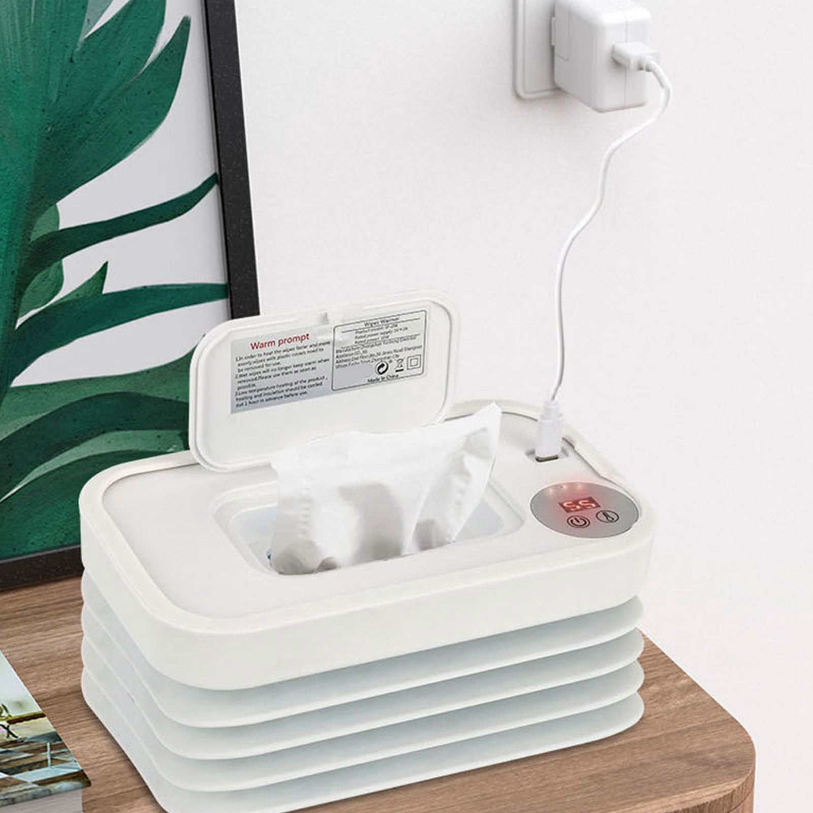 Foldable Infant Wet Wipe Warmer Heating Systems 3 Heat Modes High Capacity Storage Safe Plastic Construction