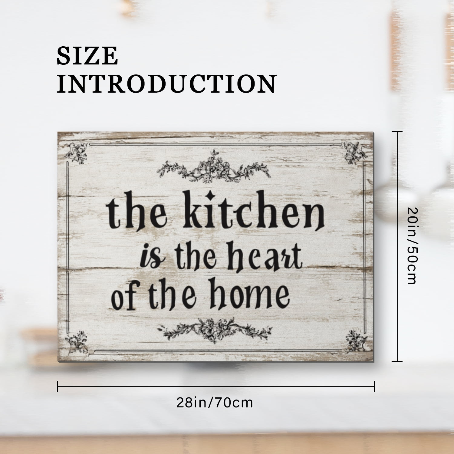 Electric Stove Top Cover Protector, Rustic Wood Style The Kitchen is The Heart of The Home Print Diatomite Glasstop Protector, Square Waterproof Stovetop Mat for Kitchen RV (28×20 Inch)