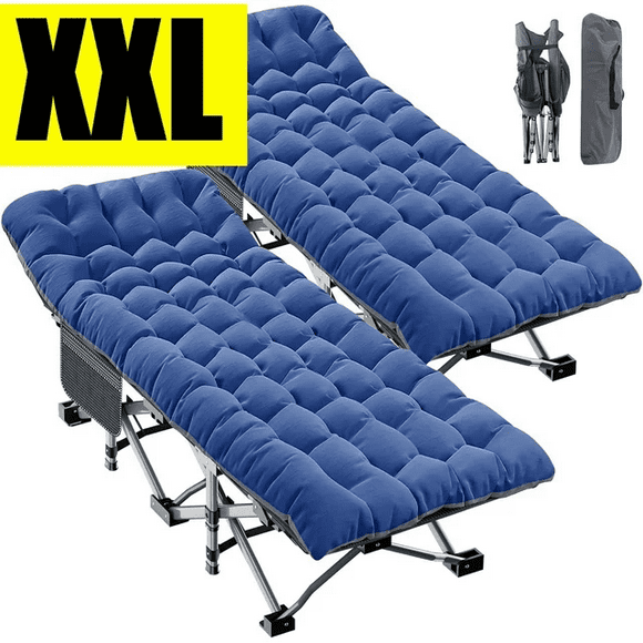 Slsy 2 Packs Oversized XXL Folding Camping Cot for Adults, XL 900lb Folding Cot with 3.3 Inch 2 Sided Mattress & Carry Bag, Portable Sleeping Cot, Folding Bed Guest Bed
