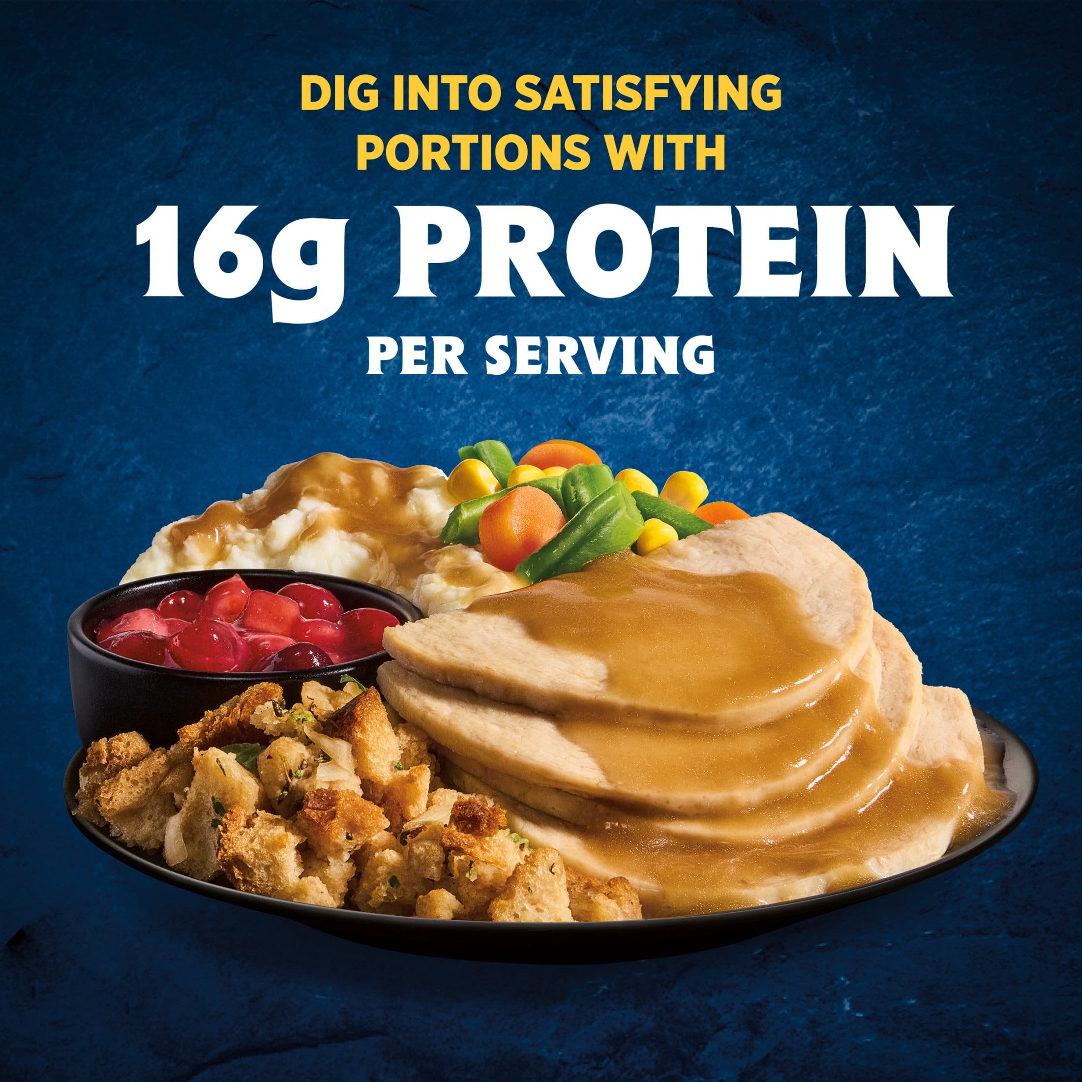 Hungry-Man Carved White Meat Roasted Turkey, 16g of Protein, 4g of Fiber, Frozen Meal, 16 oz