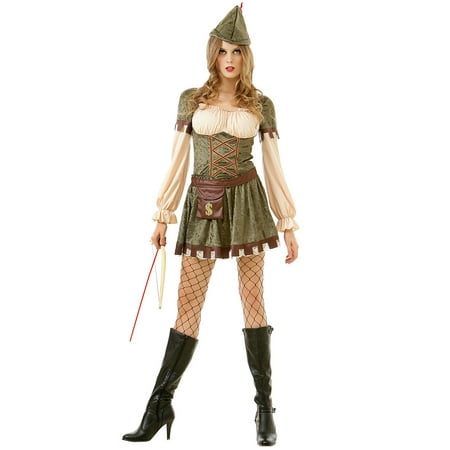 Lady Robin Hood Halloween Costume - Medieval Archer Girl Hunter Dress, M