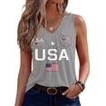 thumbnail image 2 of Youpwaven Women's 250th Anniversary USA V-Neck Ruched Sleeveless Tank Top, America 250 Merchandise Independence Day Flag Print Casual T-Shirt Vest, 2 of 7