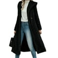 thumbnail image 3 of Women'S Warm Fleece Long Sleeve V Neck Button Down Casual Jacket Hooded Cardigan Fall Winter Coats Black L, 3 of 7