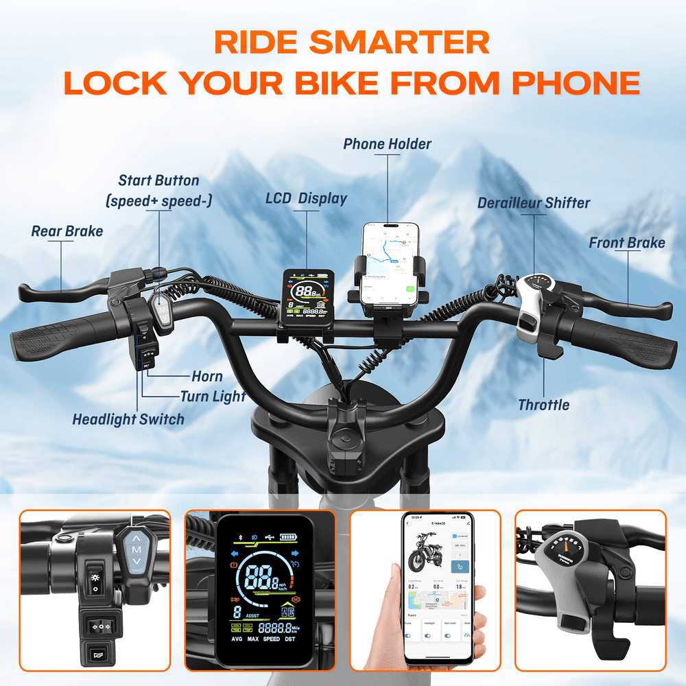 UNEEDE BK20 Fat Tire E Pedal-assist Bike for Adults