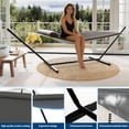 thumbnail image 3 of Memoryfield 2 Person Portable Double Hammock with Pillow and Adjustable Steel Stand, Outdoor Hammock for Patio, Garden, Beach, Backyard, Gray, 3 of 7