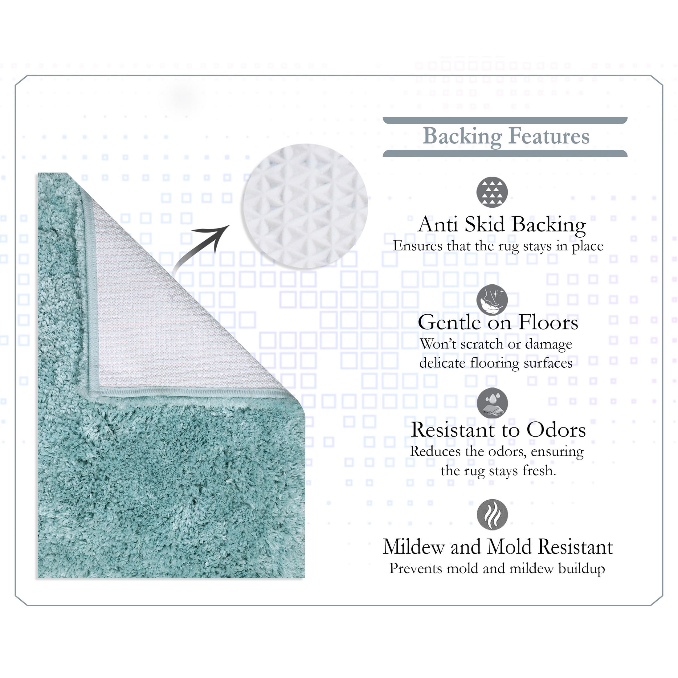 Essential 3-Piece Bathroom Rug Set, Plush Microfiber Bath Mat, U-Shaped Contour Rug and Toilet Lid Cover, Ultra Absorbent, Quick-Dry, Non-Slip Bathroom Mats, Machine Washable, Turquoise