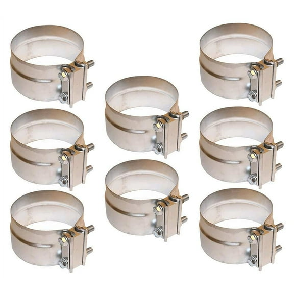8 Pack 5" Exhaust Clamp, Lap Joint Exhaust Clamp Preformed Aluminized Steel for Int.5000 and Int. 9000 Premium Cabover and Conventional Models Replace EC50PLA-R