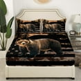 thumbnail image 2 of Erosebridal Bear Fitted Sheet Full,Vintage American Flag Bedding Set Full Size,Woodland Animal Decor,3pcs(No Top Sheet), 2 of 6