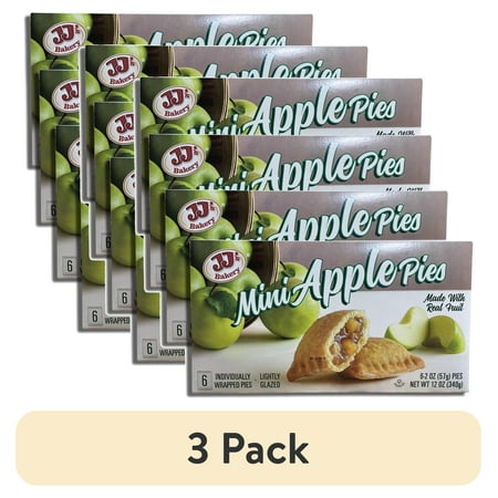 (3 pack) JJ s Mini Apple Fruit Pies Value Pack 6 Count Box | Pack Of 4 (24 Total Pies)
